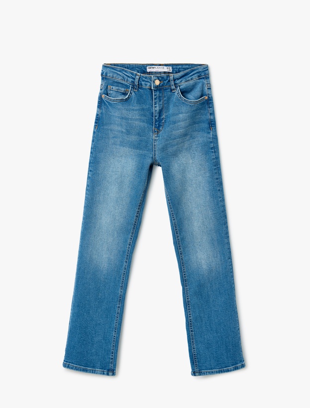 Yüksek Bel İspanyol Paça Denim Pantolon - Kick Flare Jeans_2