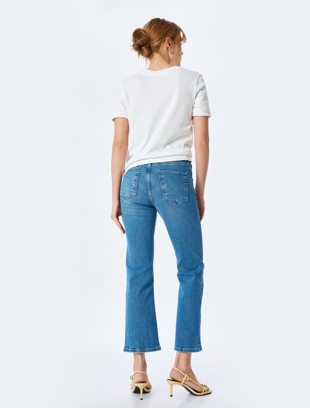 Yüksek Bel İspanyol Paça Denim Pantolon - Kick Flare Jeans_1