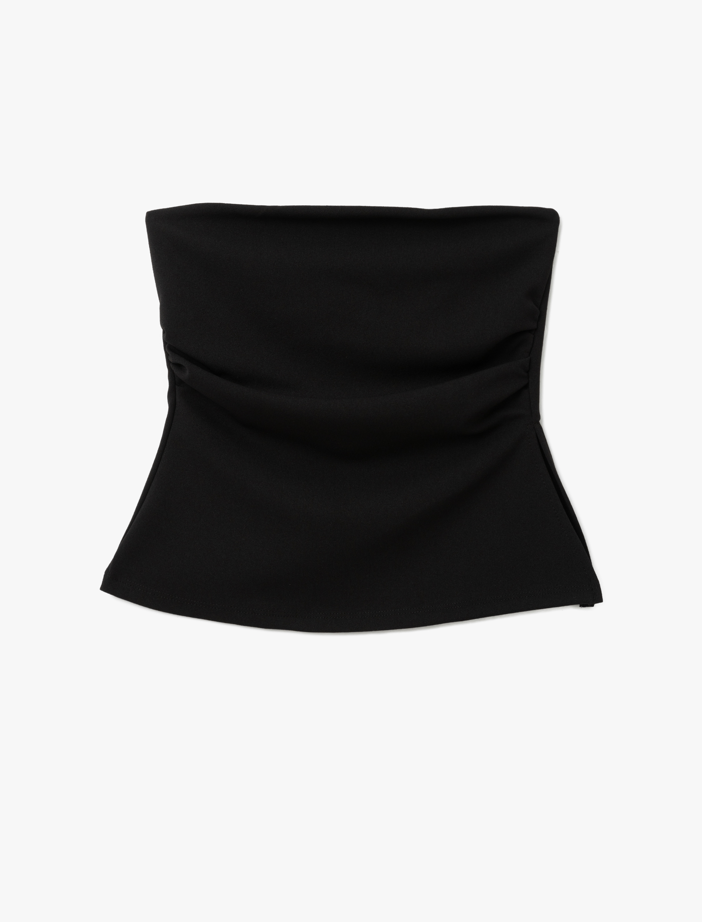 Krep Scuba Kumaş Drape Detaylı Asimetrik Straplez Body