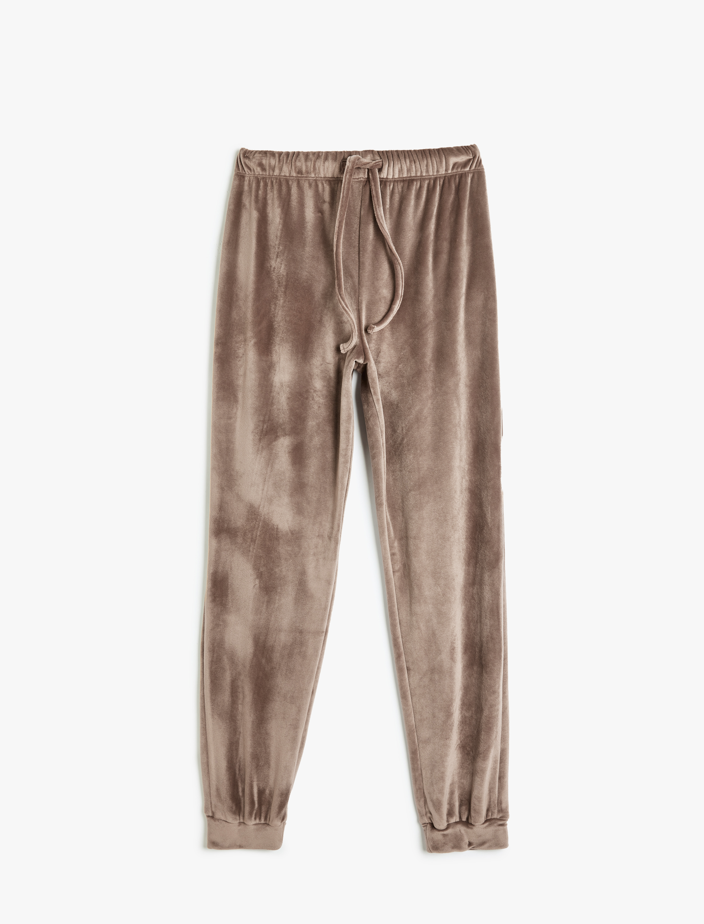   Sıcak Tutan Yumuşak Dokulu Beli Bağlamalı Jogger Kadife Pijama Altı