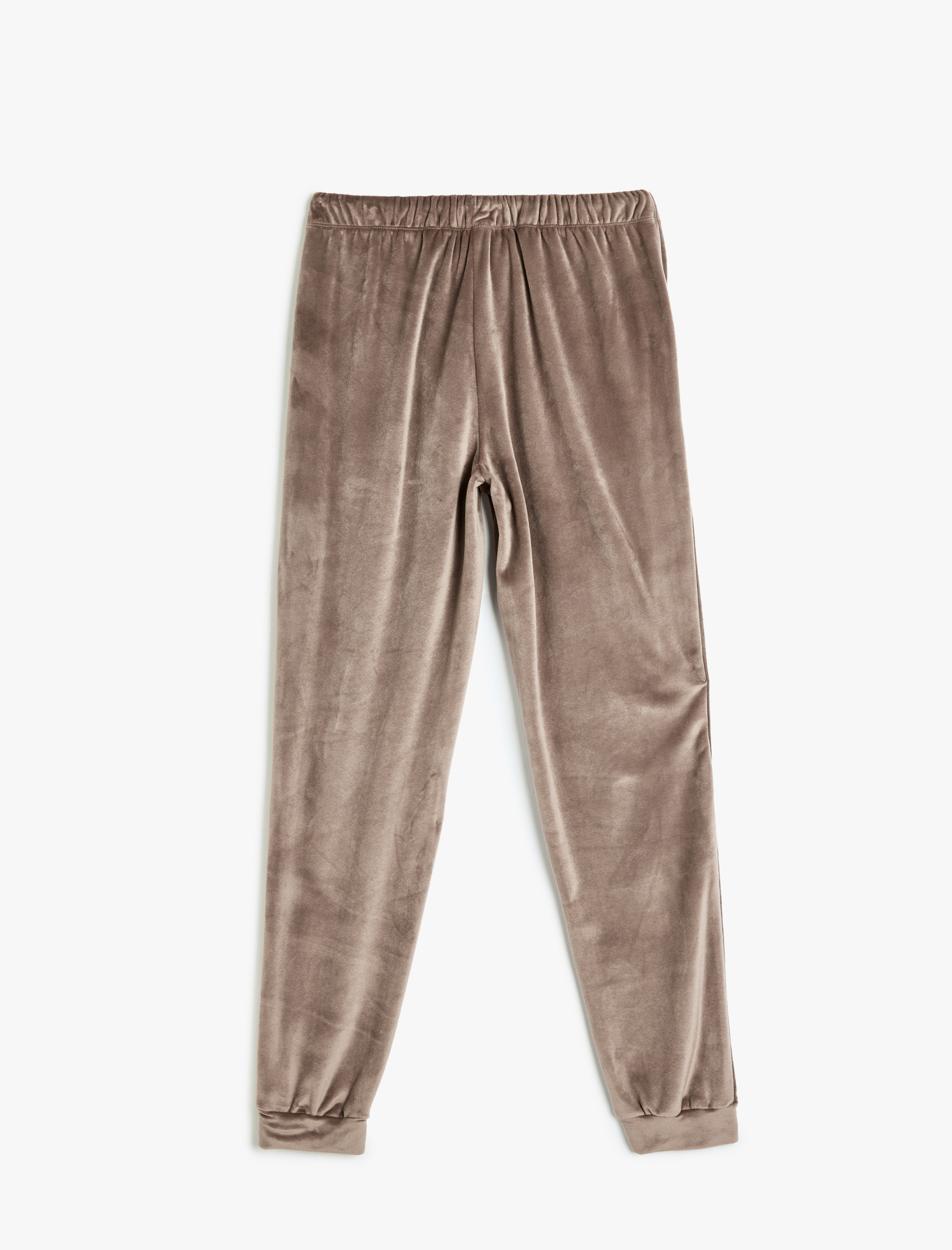   Sıcak Tutan Yumuşak Dokulu Beli Bağlamalı Jogger Kadife Pijama Altı