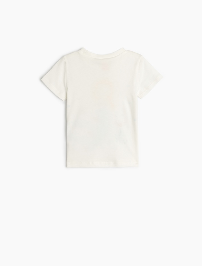 Kız Bebek Pamuklu Deniz Kızı Baskılı Bisiklet Yaka Kısa Kollu Tişört