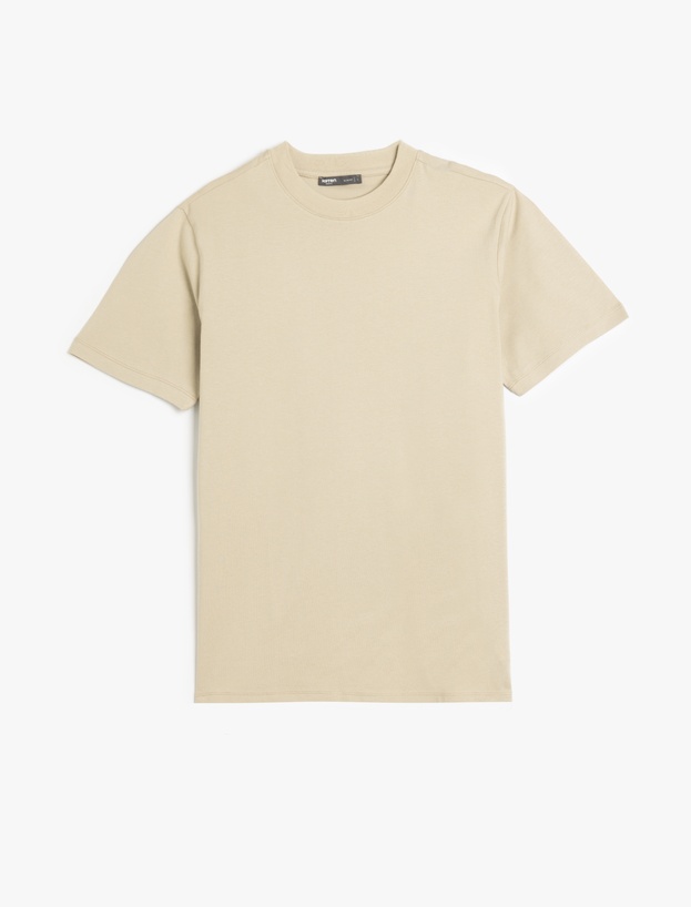 Bisiklet Yaka Pamuklu Kısa Kollu Basic Slim Fit Tişört_0