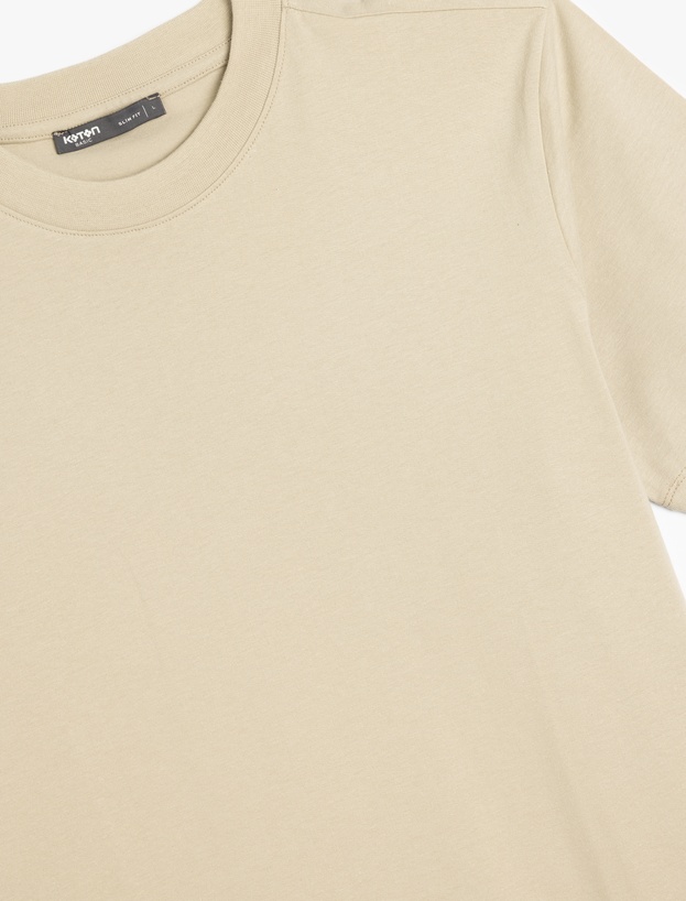 Bisiklet Yaka Pamuklu Kısa Kollu Basic Slim Fit Tişört_2