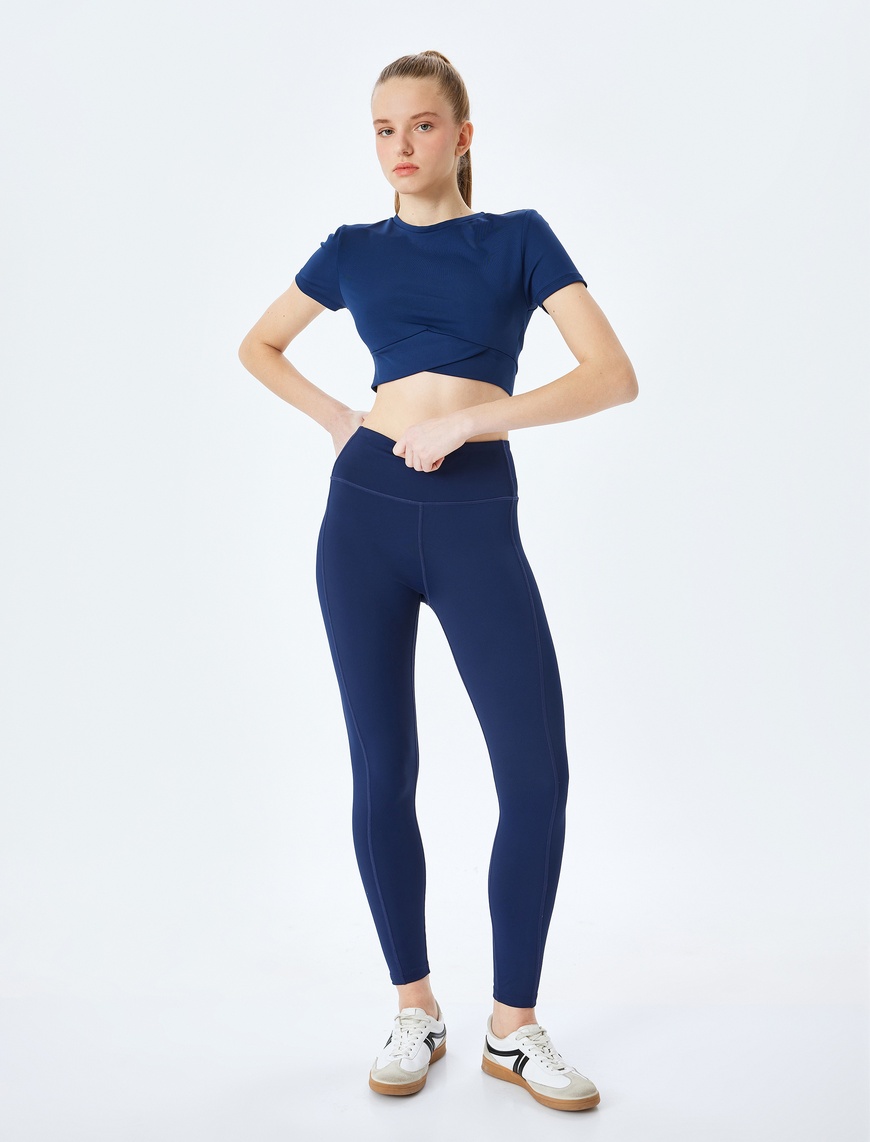   Yüksek Bel Dikiş Detaylı Slim Fit Spor Tayt