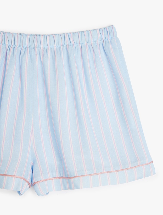 Çizgili Slim Fit Viskon Şort Pijama Altı_4