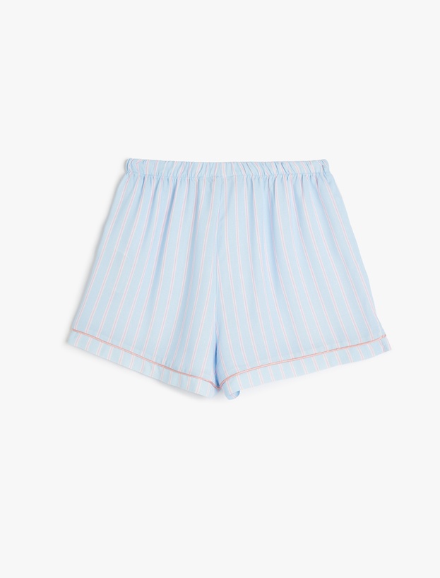 Çizgili Slim Fit Viskon Şort Pijama Altı_3