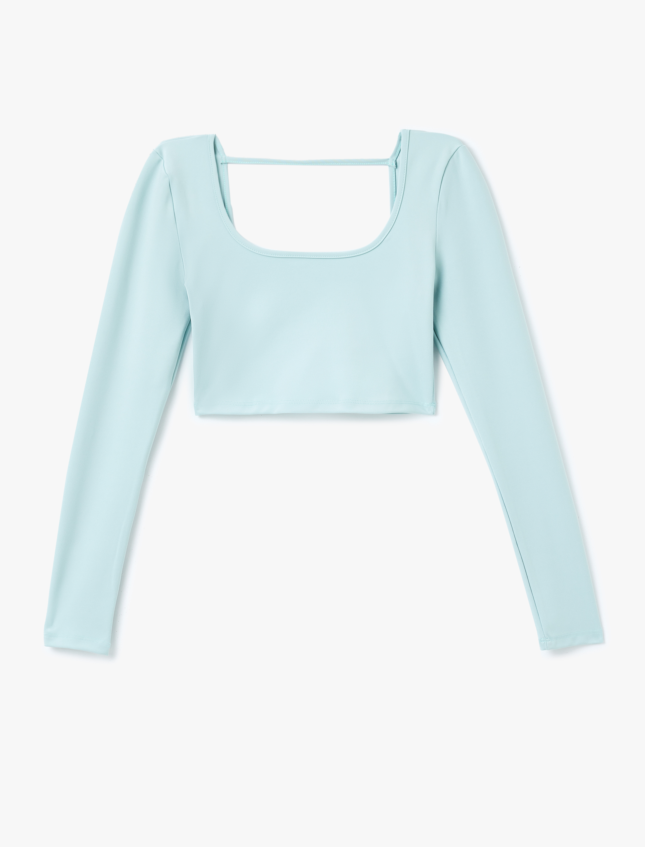   Sırt Detaylı Uzun Kollu Crop U Yaka Spor Tişört