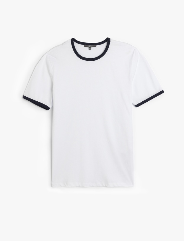 Bisiklet Yaka Kısa Kollu Pamuklu Biyeli Slim Fit Tişört_0