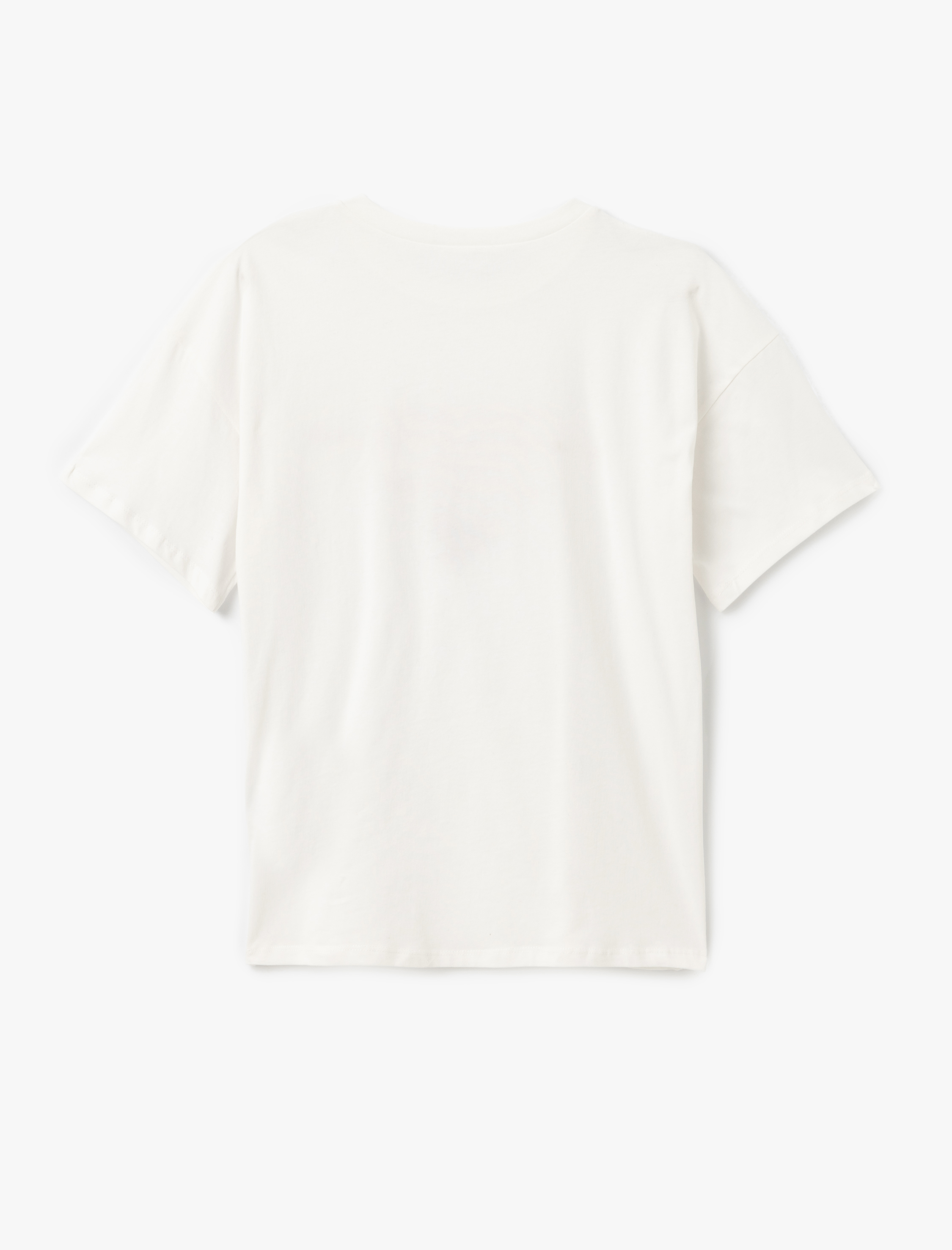   Fiyonk Baskılı Kısa Kollu Bisiklet Yaka Oversize Tişört