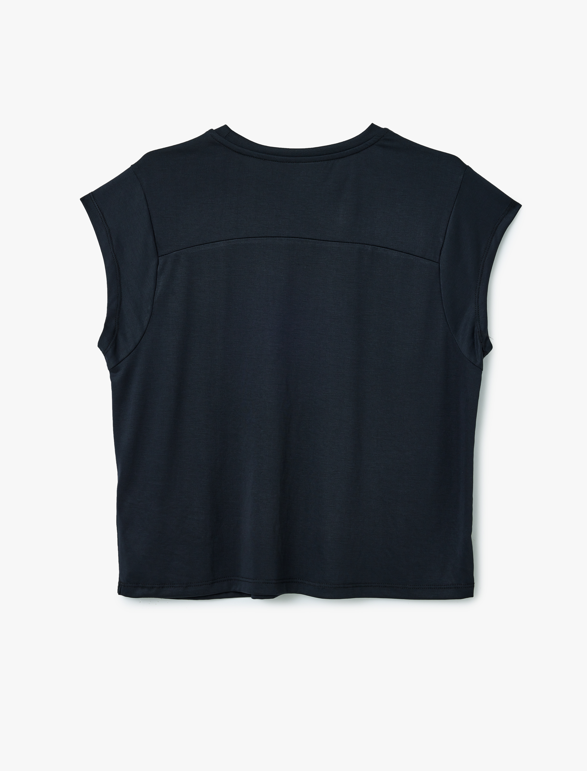   Modal Karışımlı Kolsuz Rahat Kalıp Bisiklet Yaka Spor Tişört