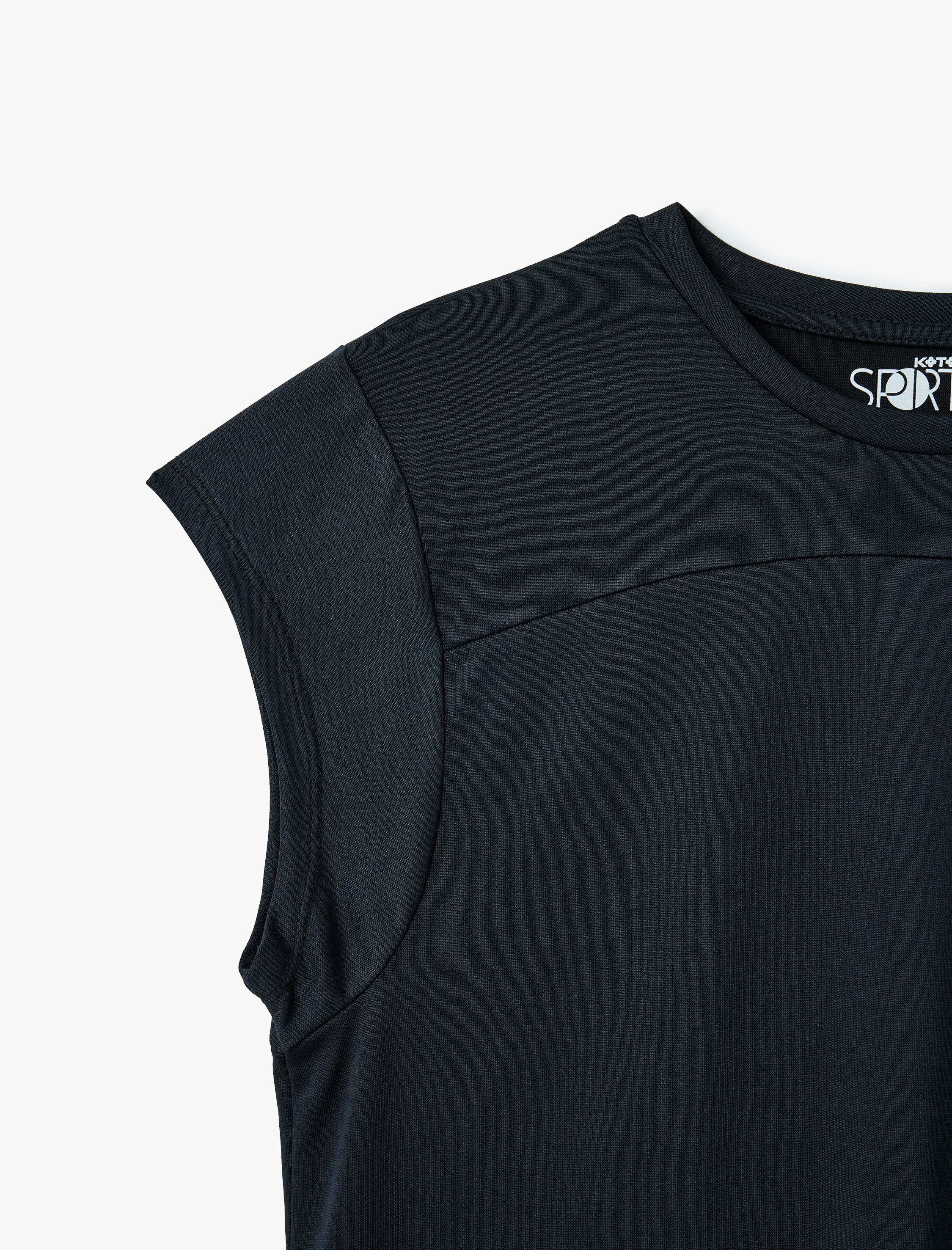   Modal Karışımlı Kolsuz Rahat Kalıp Bisiklet Yaka Spor Tişört