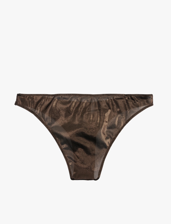  Tül Varak Baskılı Parlak Kadın Brazilian Külot