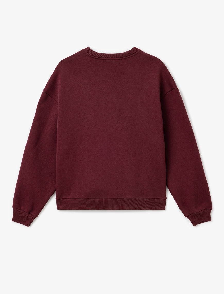   Ayı Nakışlı Uzun Kollu Bisiklet Yaka Oversize Sweatshirt