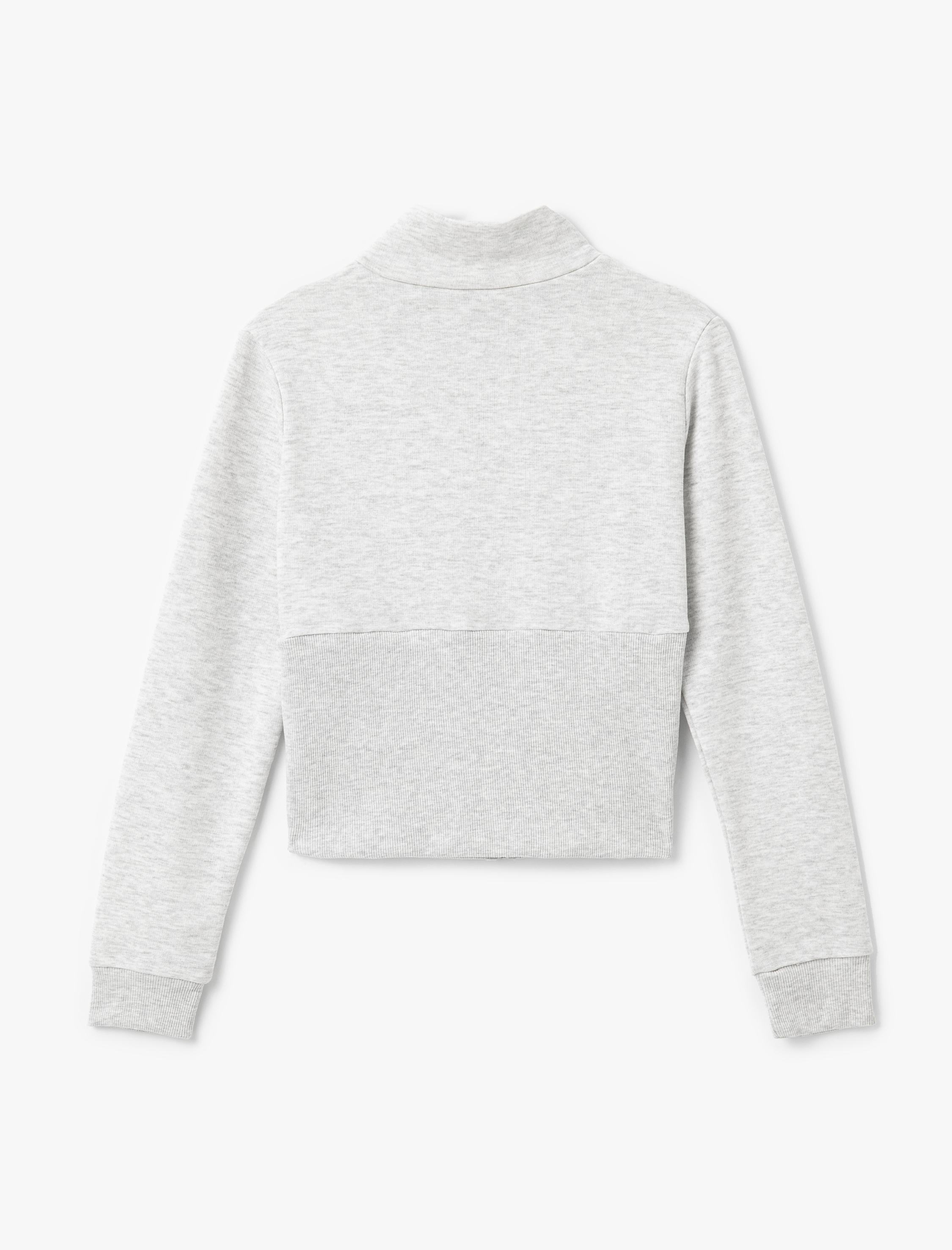 Şardonlu Kolej Baskılı Dik Yaka Uzun Kollu Fermuarlı Sweatshirt