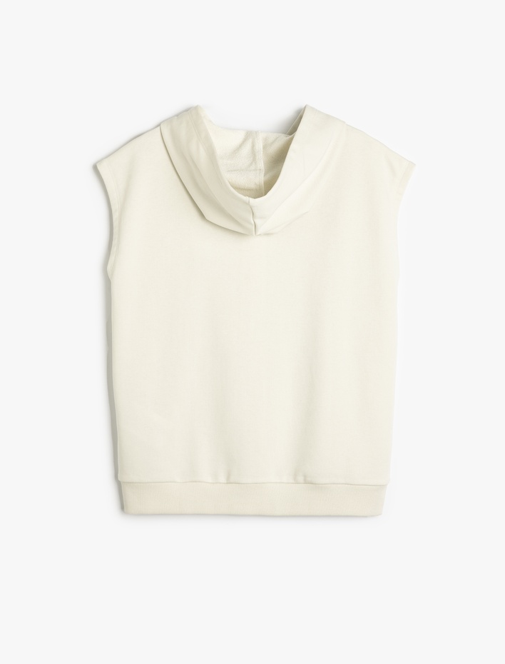 Erkek Çocuk Kapşonlu Fermuarlı Slogan Baskılı Kolsuz Sweatshirt