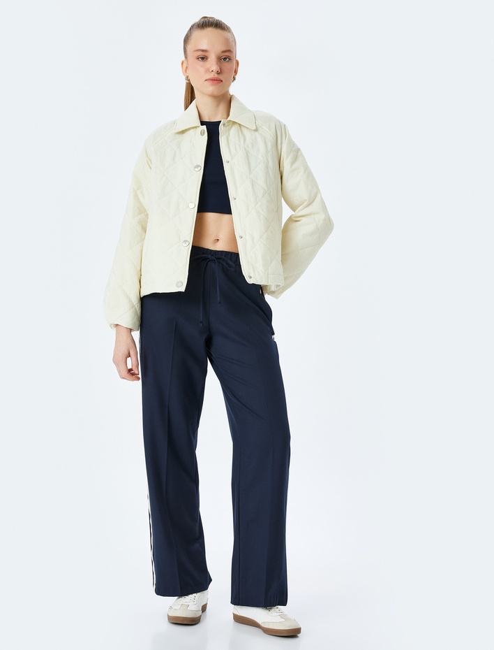  Kapitone Cepli Çıt Çıt Düğmeli Oversize Uzun Kollu Ceket