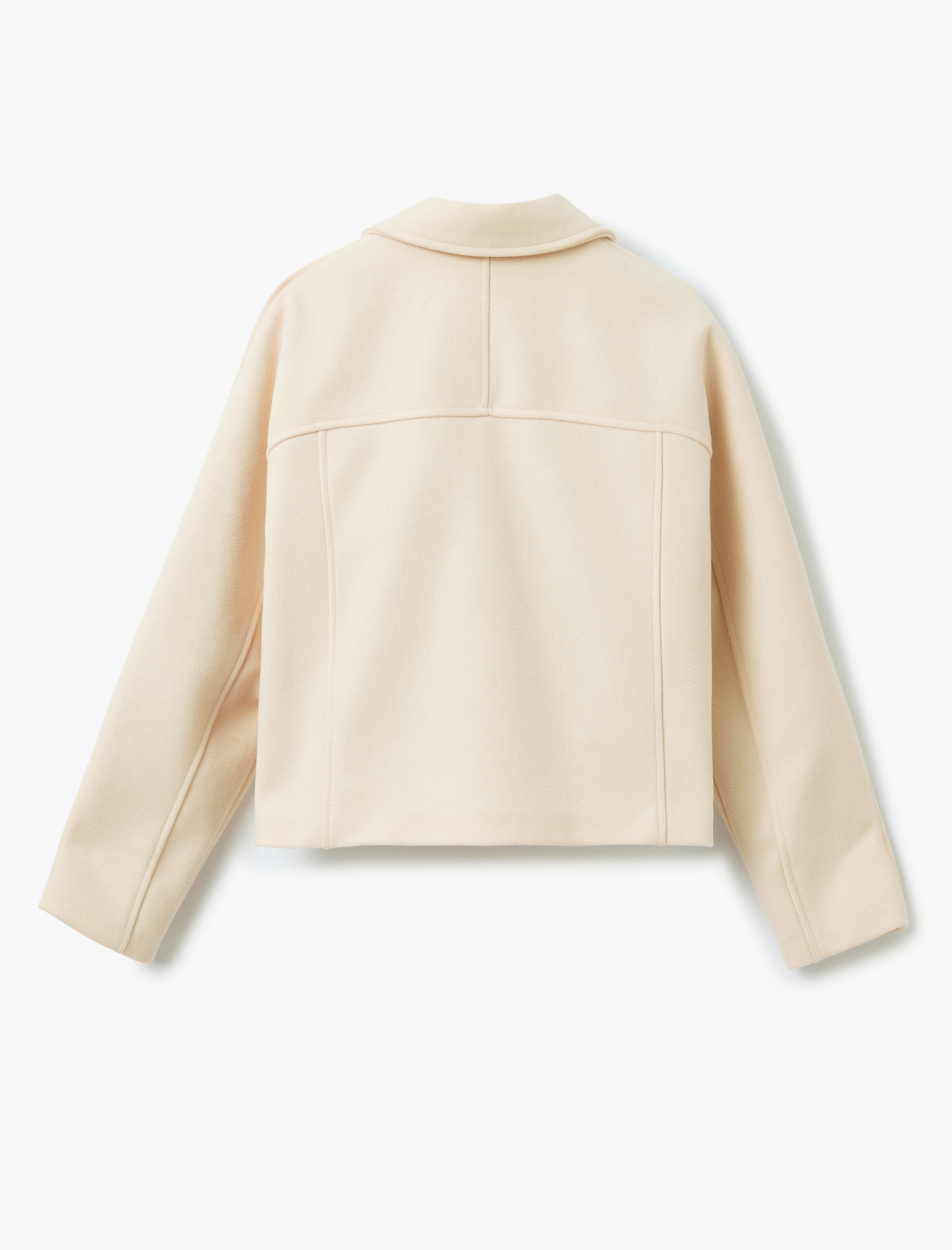   Cepli Kruvaze Uzun Kollu Kısa Kaşe Ceket