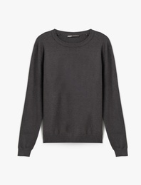 Basic Sweatshirt Bisiklet Yaka Uzun Kollu