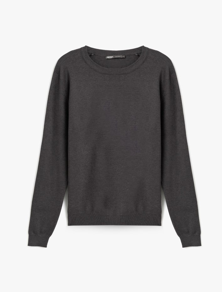  Basic Sweatshirt Bisiklet Yaka Uzun Kollu