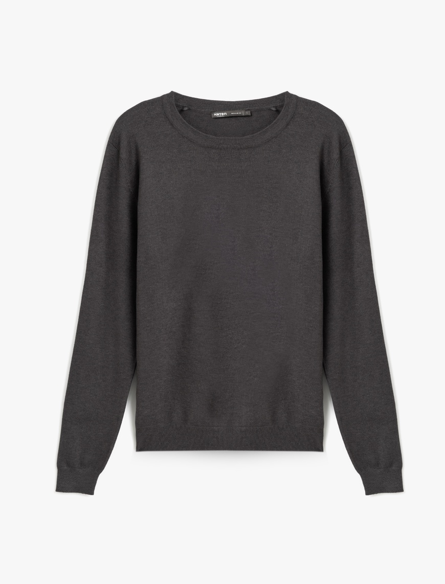   Basic Sweatshirt Bisiklet Yaka Uzun Kollu