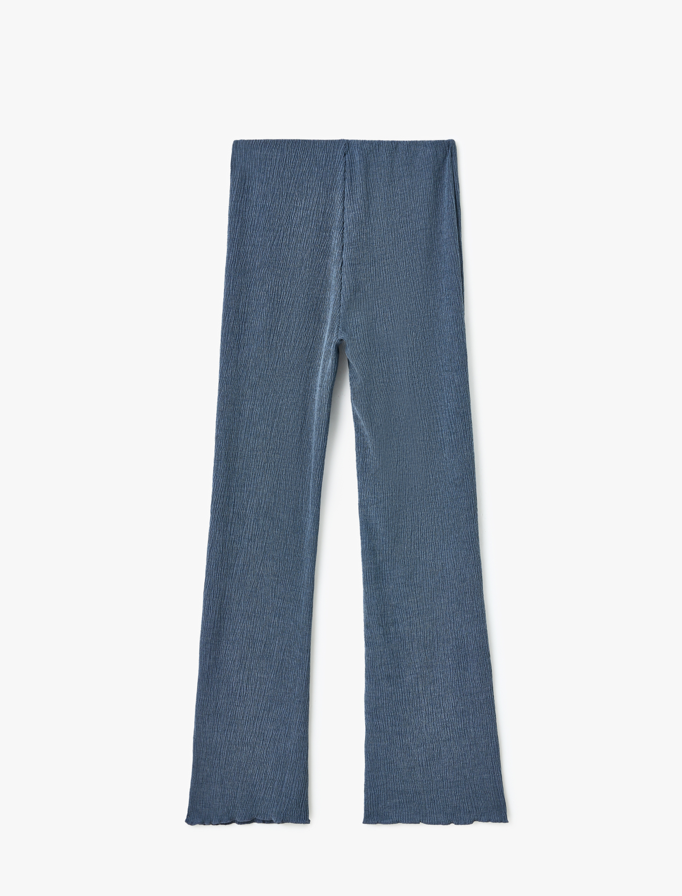   Yüksek Bel İspanyol Paça Dokulu Skinny Fit Tayt Pantolon Bürümcük