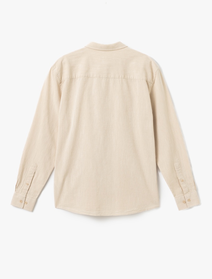  Pamuklu Düğmeli Regular Fit Uzun Kollu Klasik Gömlek