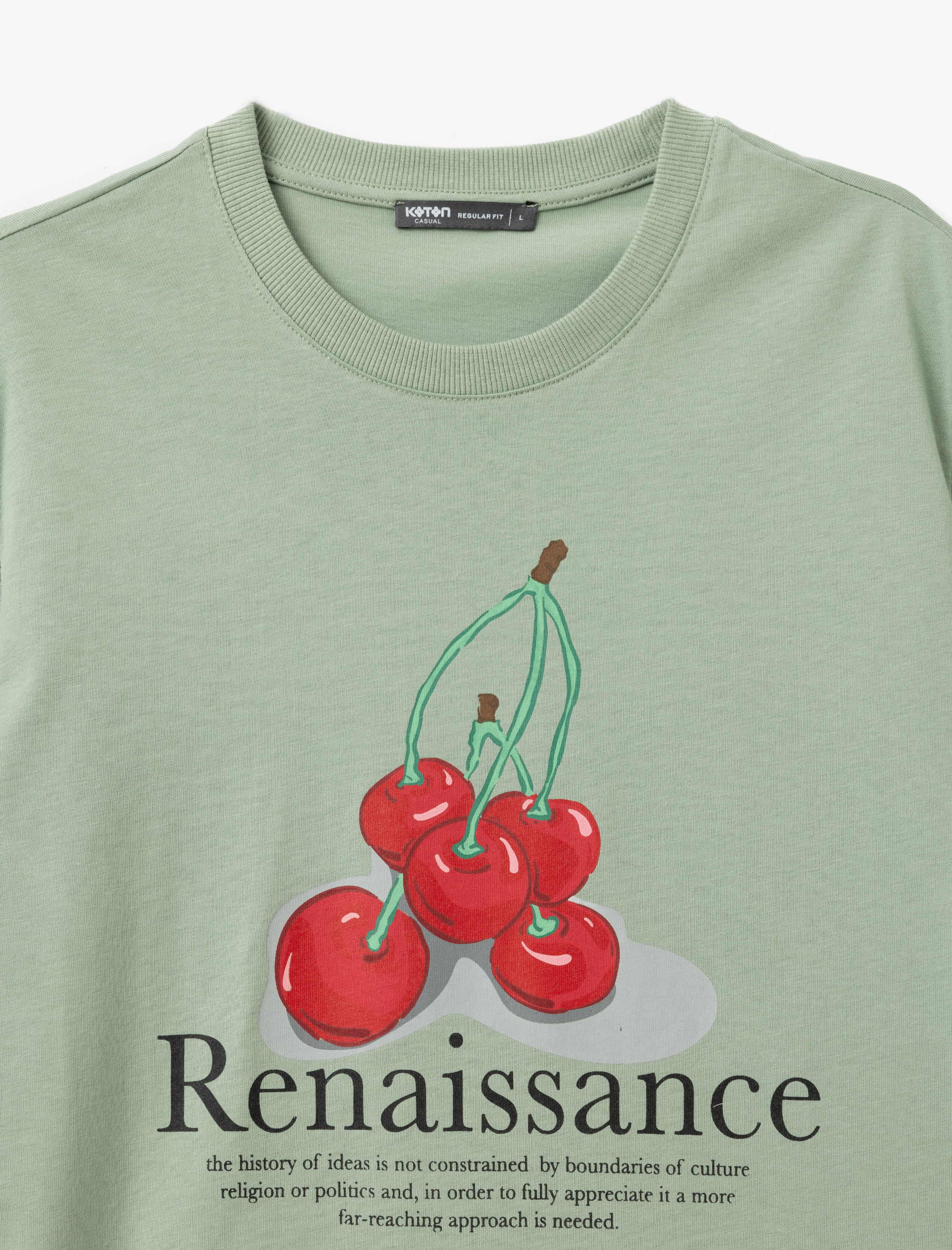   Bisiklet Yaka Pamuklu Regular Fit Kısa Kollu Meyve Baskılı Tişört