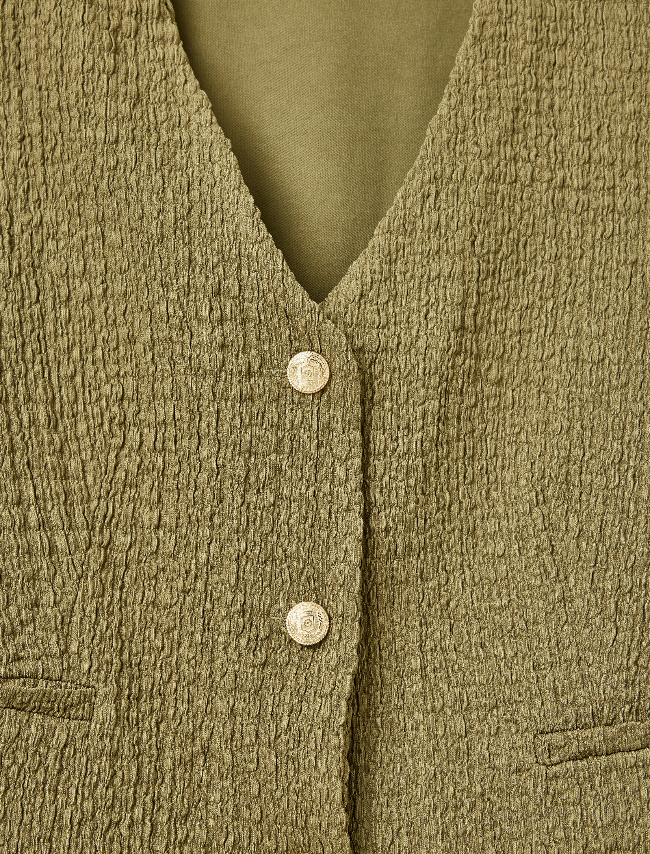   Düğme Detaylı Kolsuz V Yaka Slim Fit Yelek Bürümcük