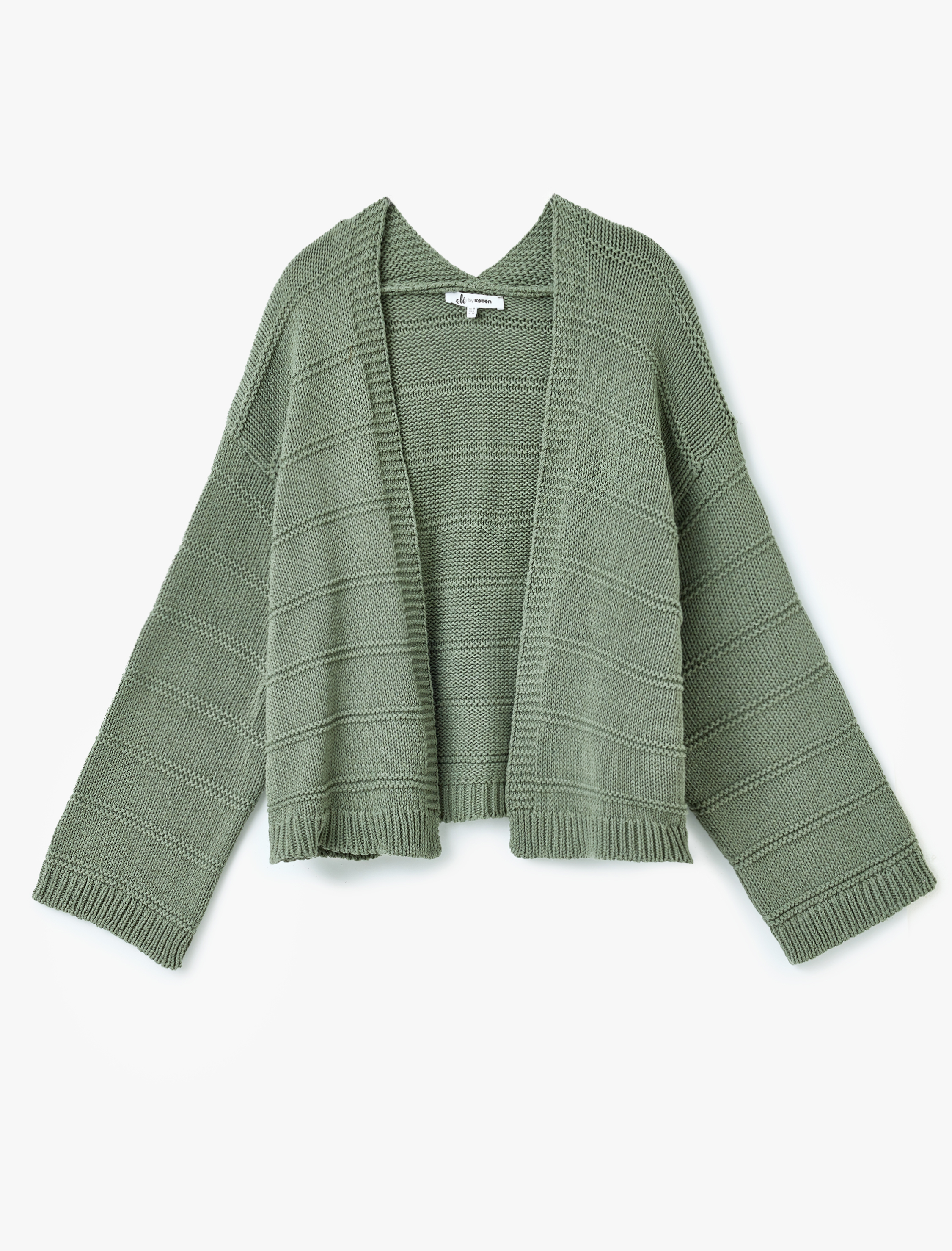   U Yaka Dokulu Uzun Kollu Triko Hırka