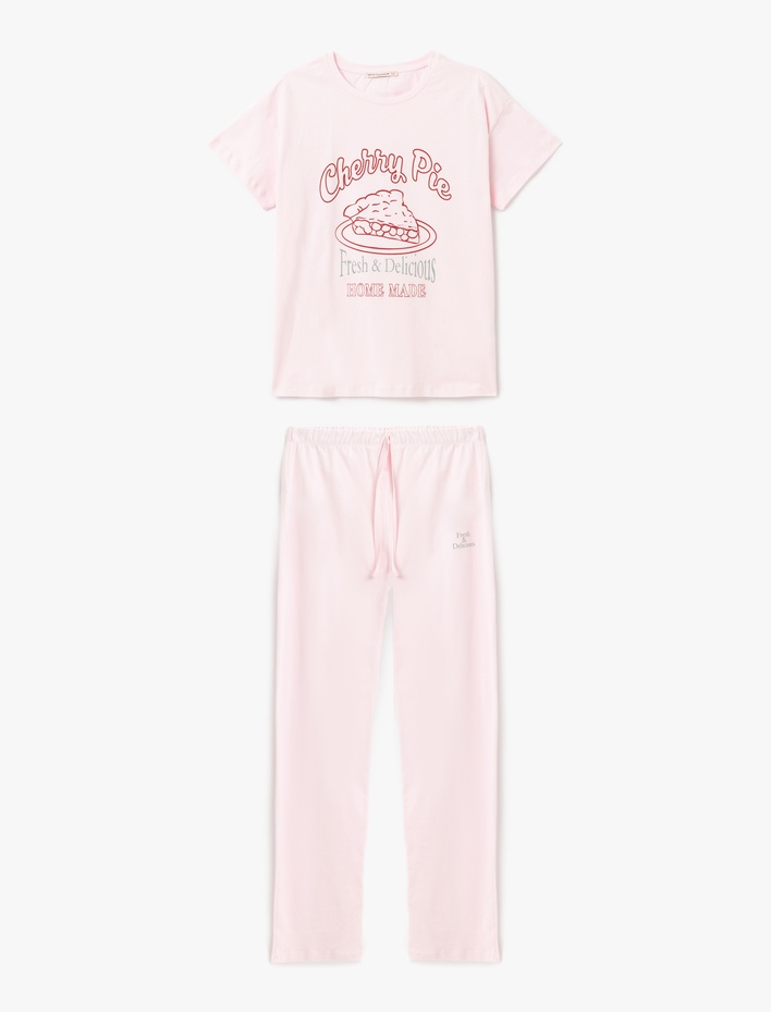  Pamuklu Baskılı Kısa Kollu Pijama Takımı