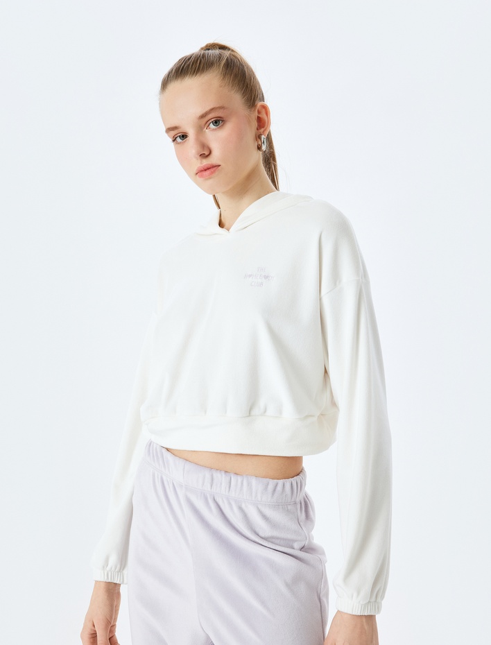  Uzun Kollu Rahat Kalıp Kapüşonlu Polar Pijama Üstü