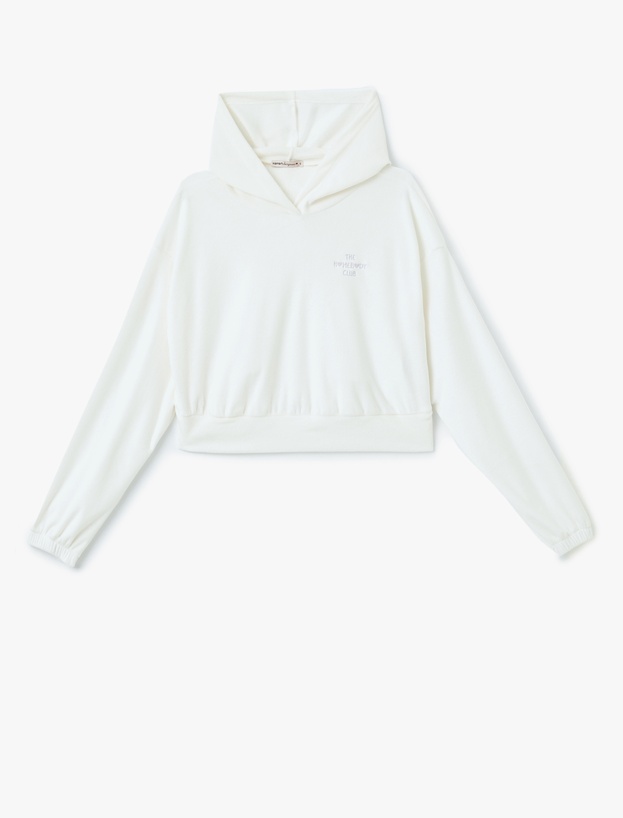 Uzun Kollu Rahat Kalıp Kapüşonlu Polar Pijama Üstü_2