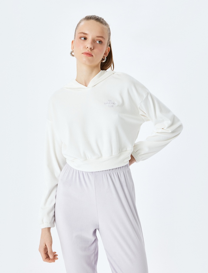  Uzun Kollu Rahat Kalıp Kapüşonlu Polar Pijama Üstü