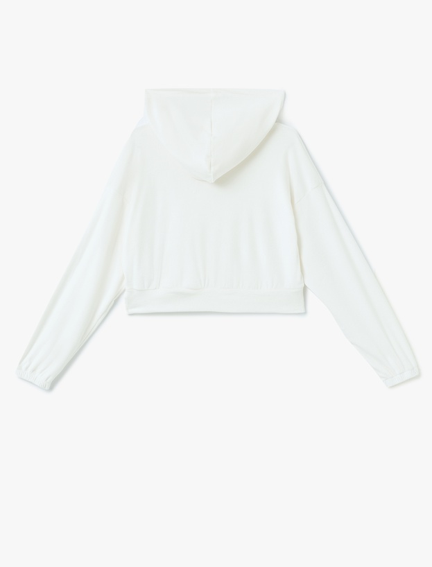 Uzun Kollu Rahat Kalıp Kapüşonlu Polar Pijama Üstü_3