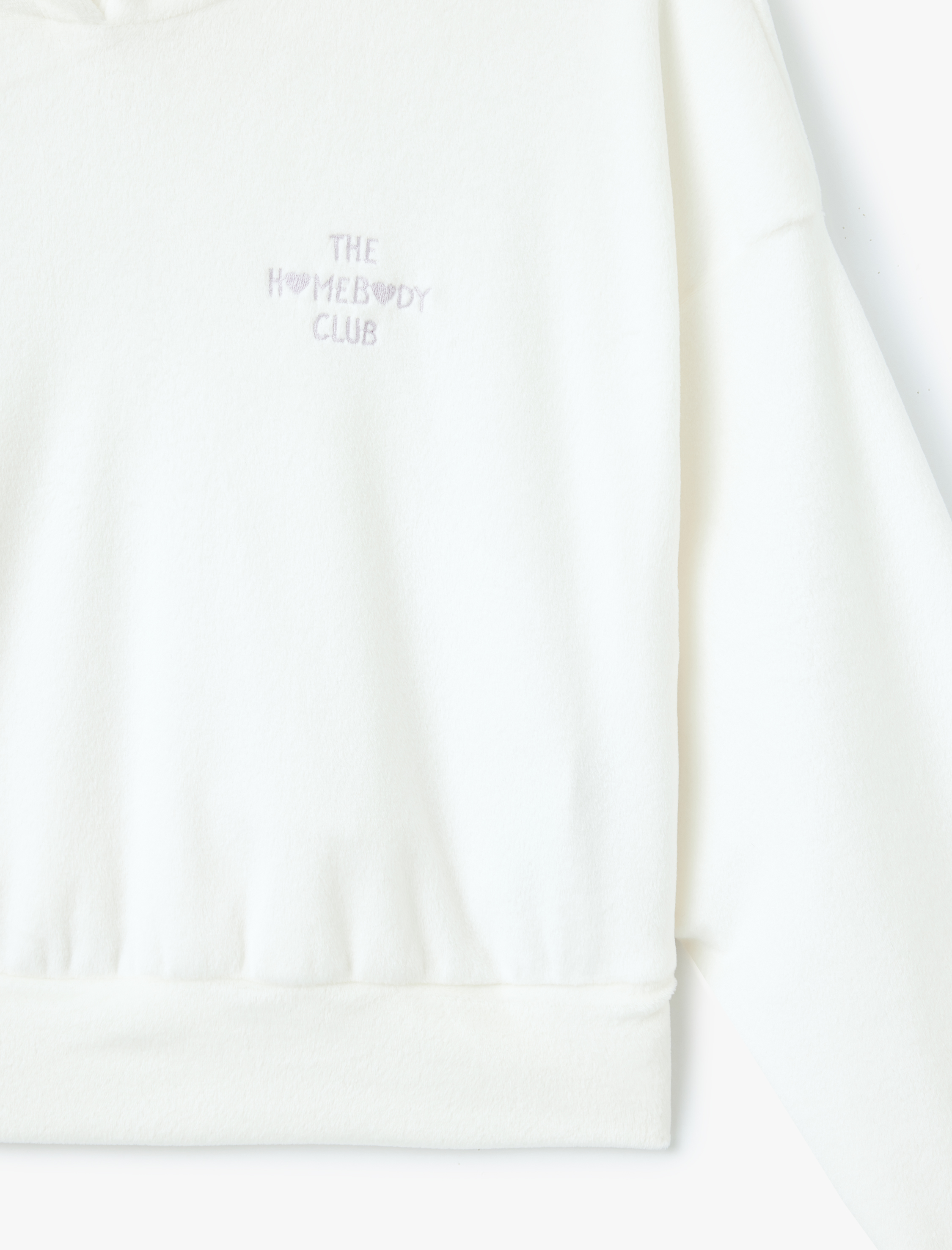   Uzun Kollu Rahat Kalıp Kapüşonlu Polar Pijama Üstü