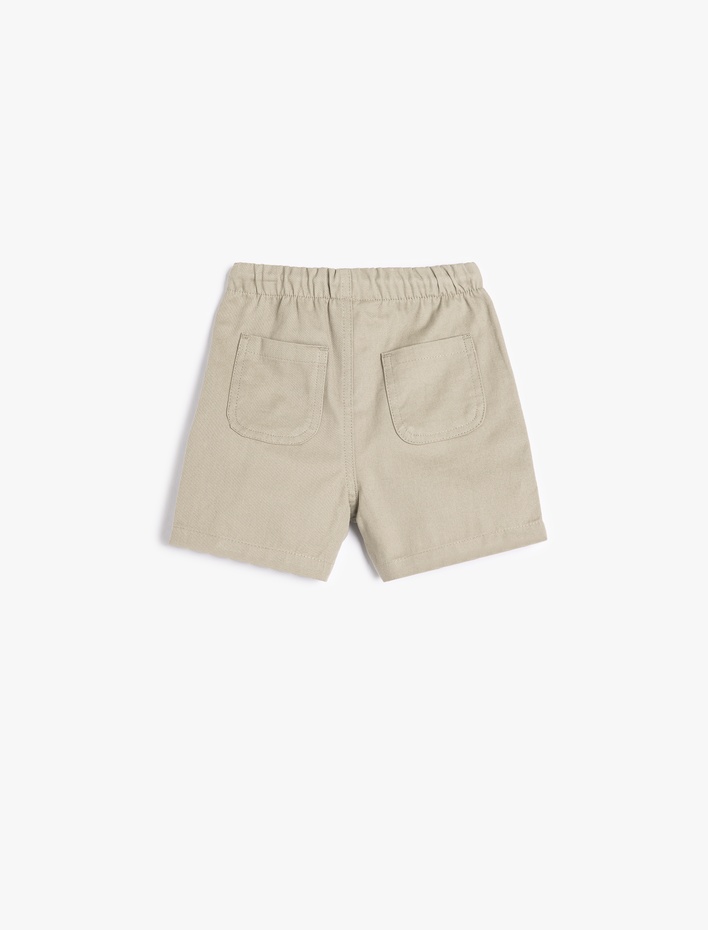 Erkek Bebek Pamuklu Cep Detaylı Beli Bağlamalı Basic Şort