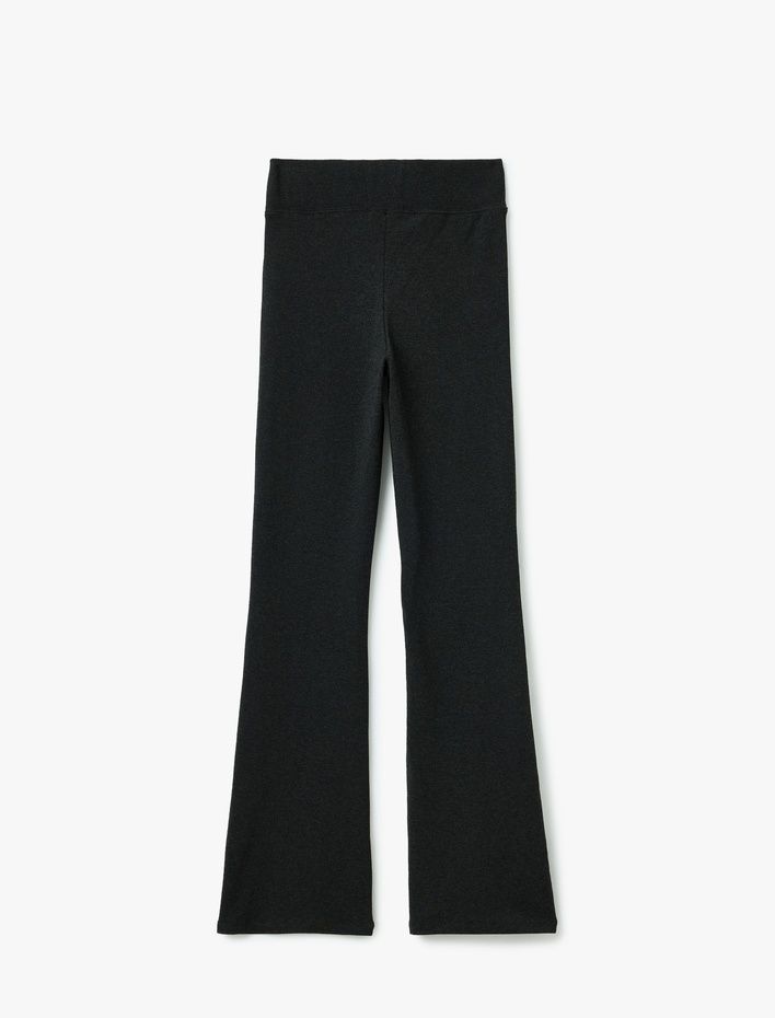  Viskon Karışımlı Beli Lastikli İspanyol Paça Tayt Pantolon