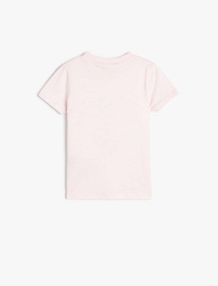 Kız Bebek Kalp Baskılı Kısa Kollu Bisiklet Yaka Pamuklu Tişört