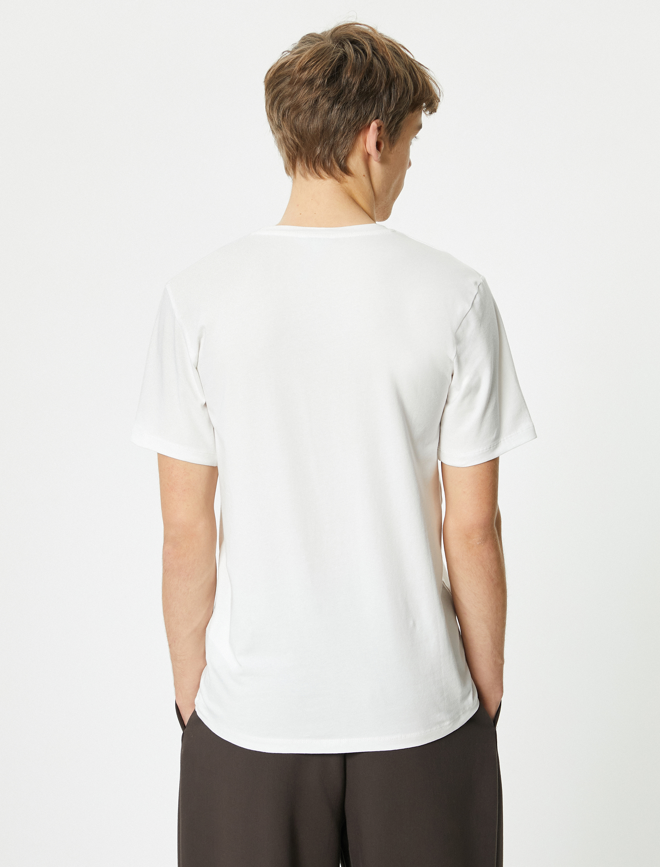   Kısa Kollu Tişört Uzun Kalça Boy Esnek Kumaş Slim Fit Pamuklu