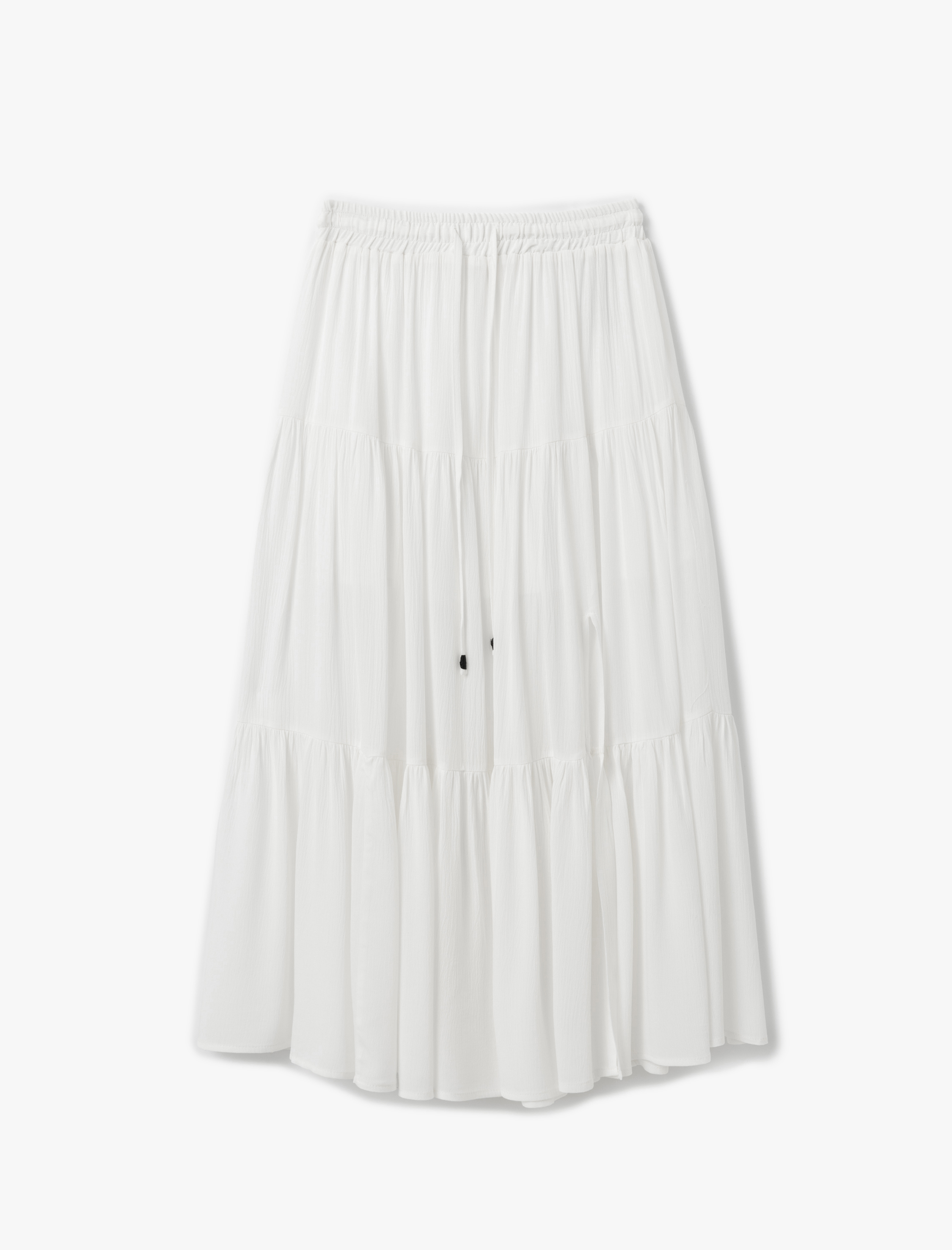   Rahat Kalıp Yarım Astarlı Katlı Viskon Uzun Çan Kloş Etek