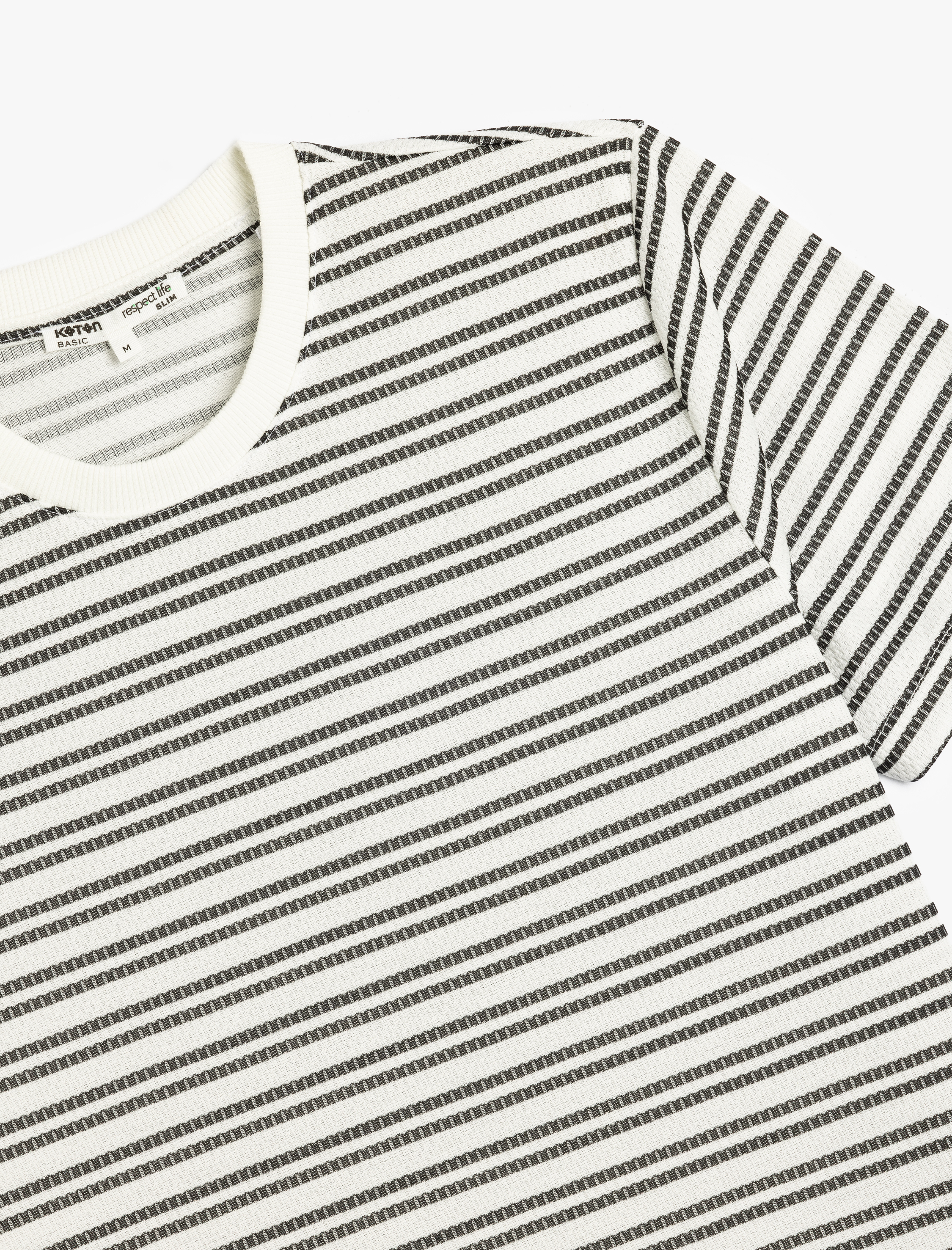 Çizgili Kısa Kollu Bisiklet Yaka Slim Fit Tişört