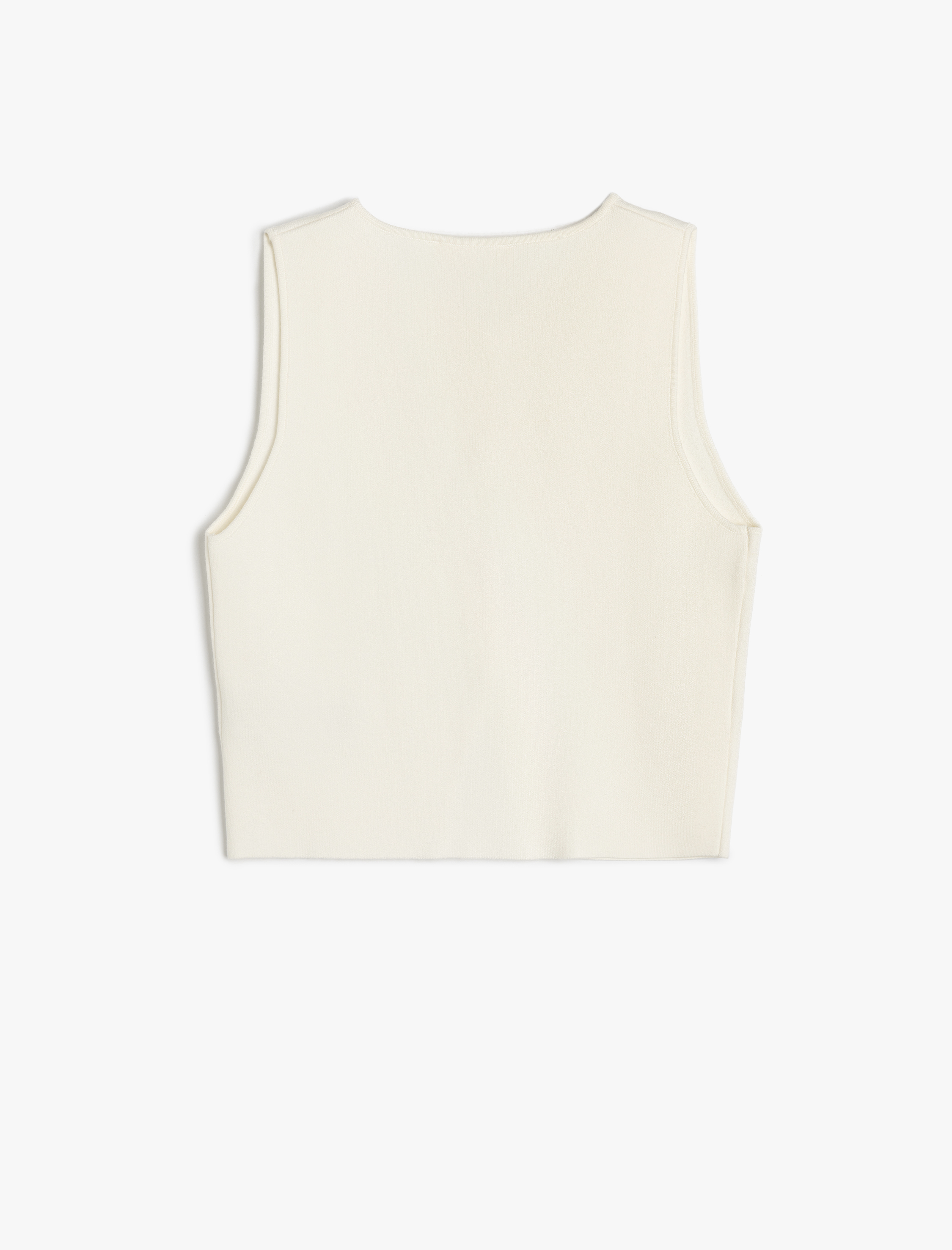   Düğmeli Kolsuz Bisiklet Yaka Triko Yelek