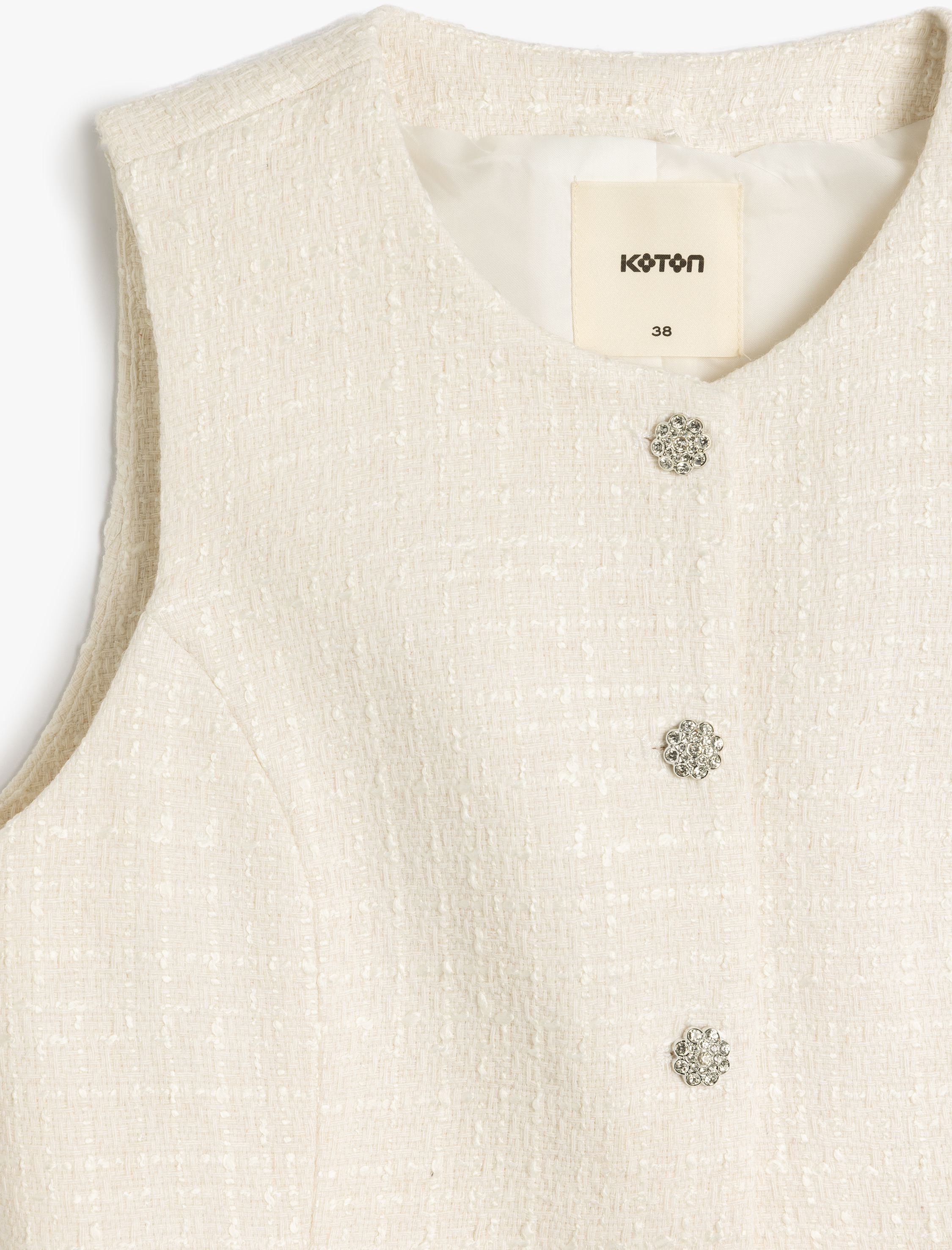 Regular Fit Bisiklet Yaka Düğmeli Kolsuz Tüvit Yelek