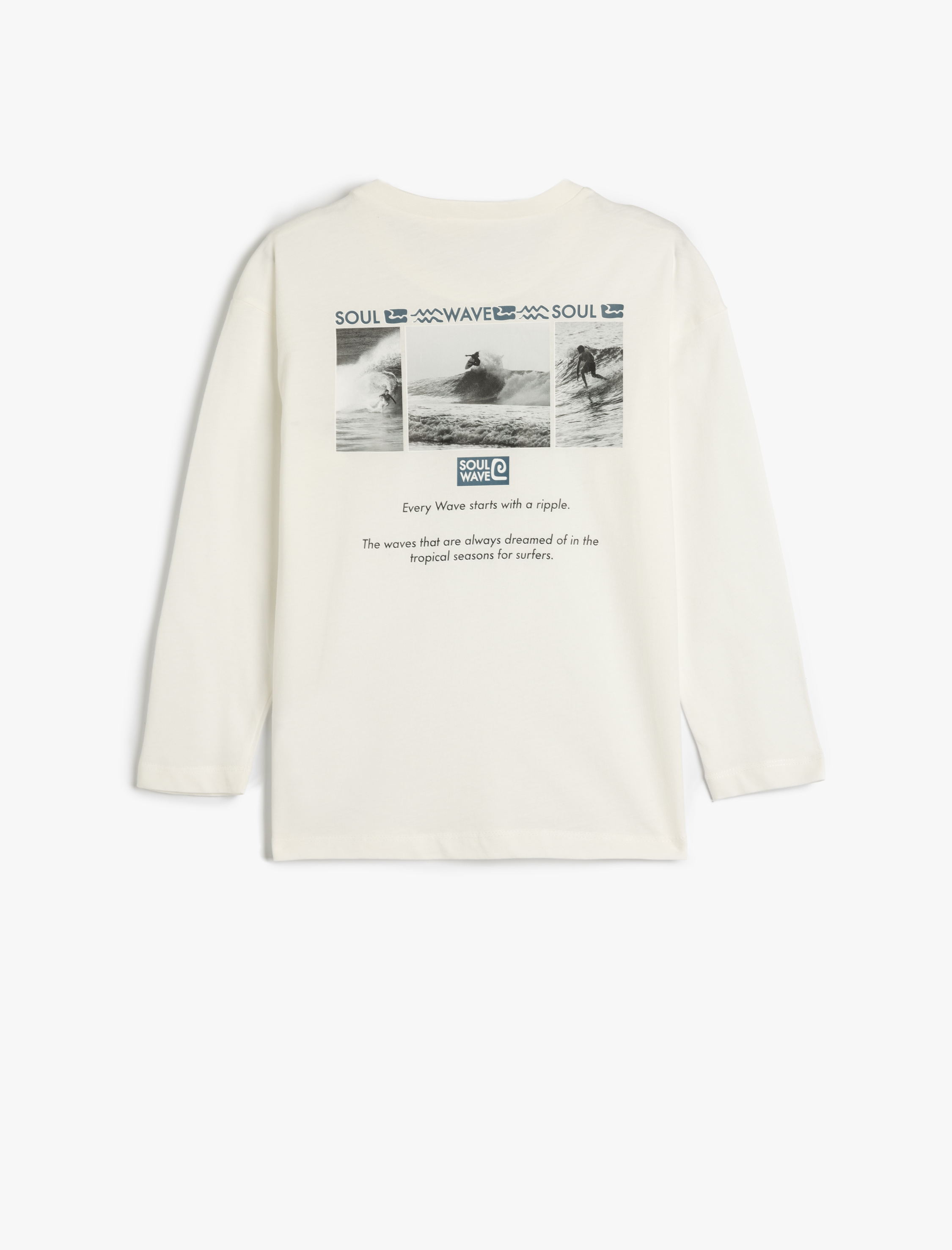  Erkek Çocuk Pamuklu Uzun Kollu Oversize Slogan Baskılı Tişört