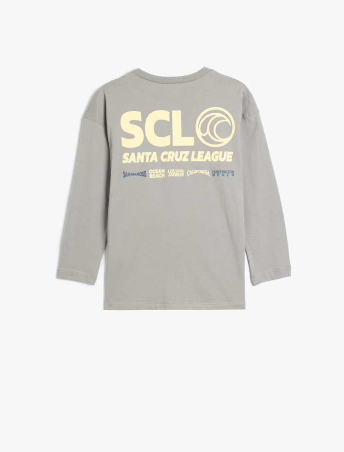 Erkek Çocuk Slogan Baskılı Pamuklu Uzun Kollu Oversize Tişört