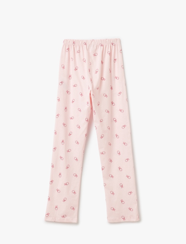 Pamuklu Kedi Baskılı Kısa Kollu Pijama Takımı_6