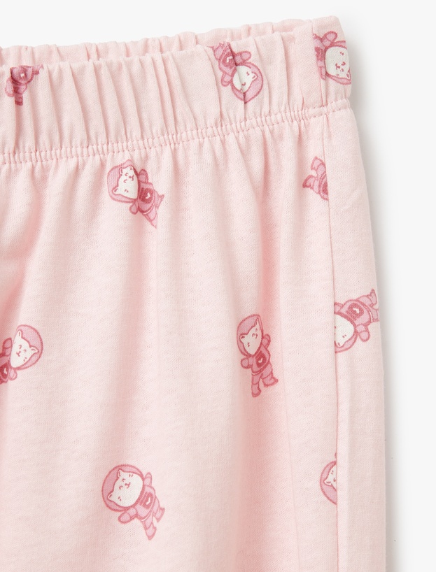 Pamuklu Kedi Baskılı Kısa Kollu Pijama Takımı_7