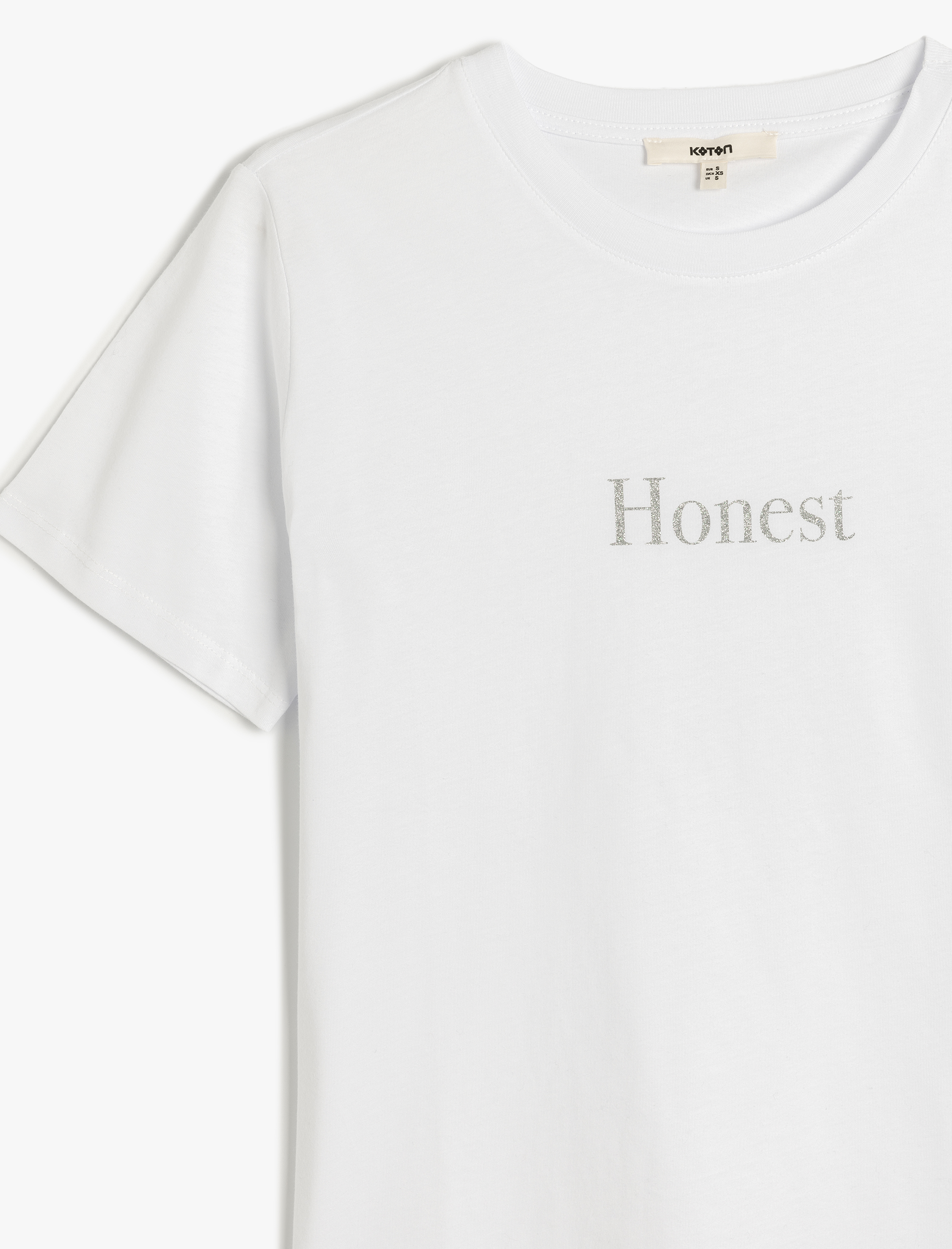   Pamuklu Kısa Kollu Bisiklet Yaka Baskılı Tişört