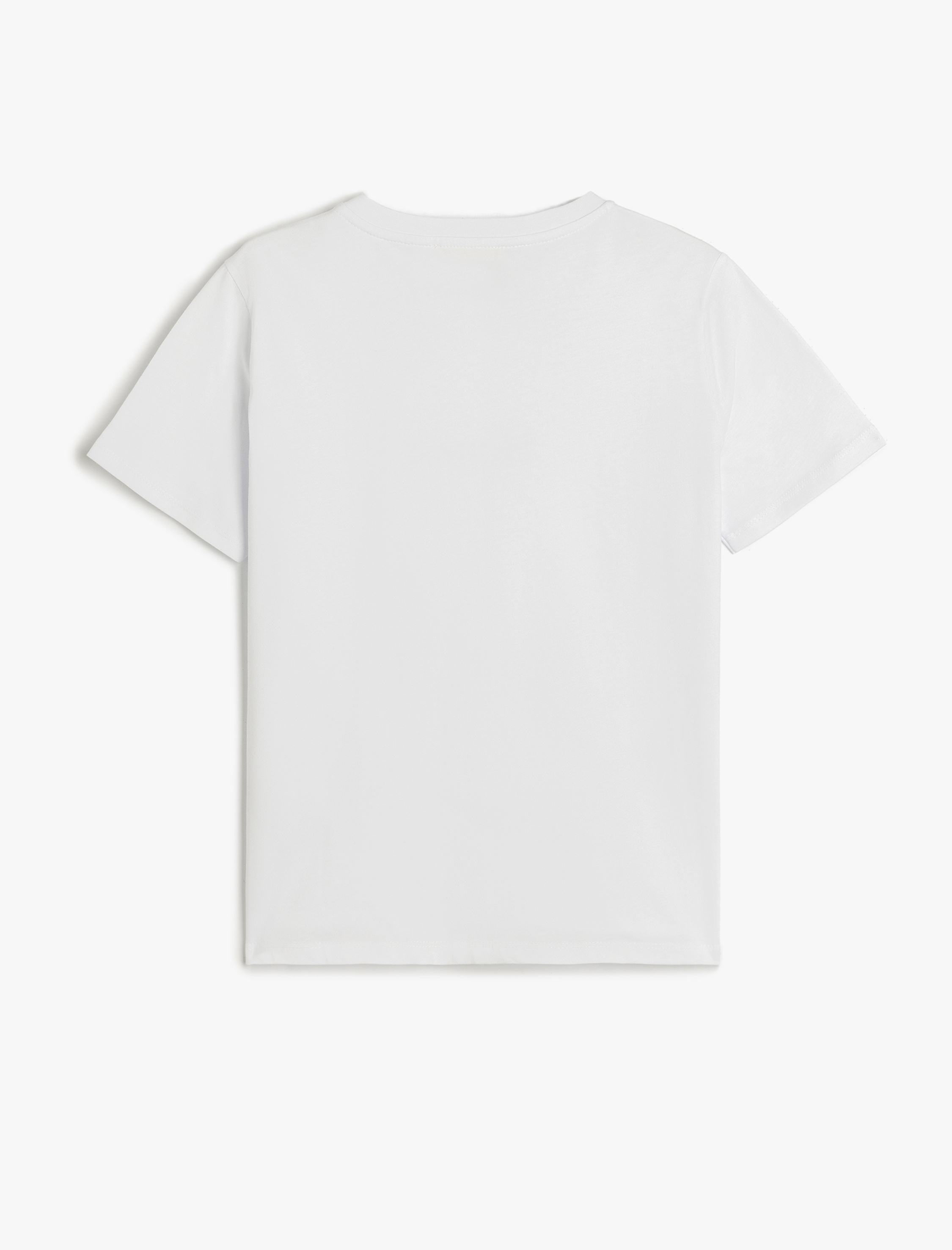   Pamuklu Kısa Kollu Bisiklet Yaka Baskılı Tişört